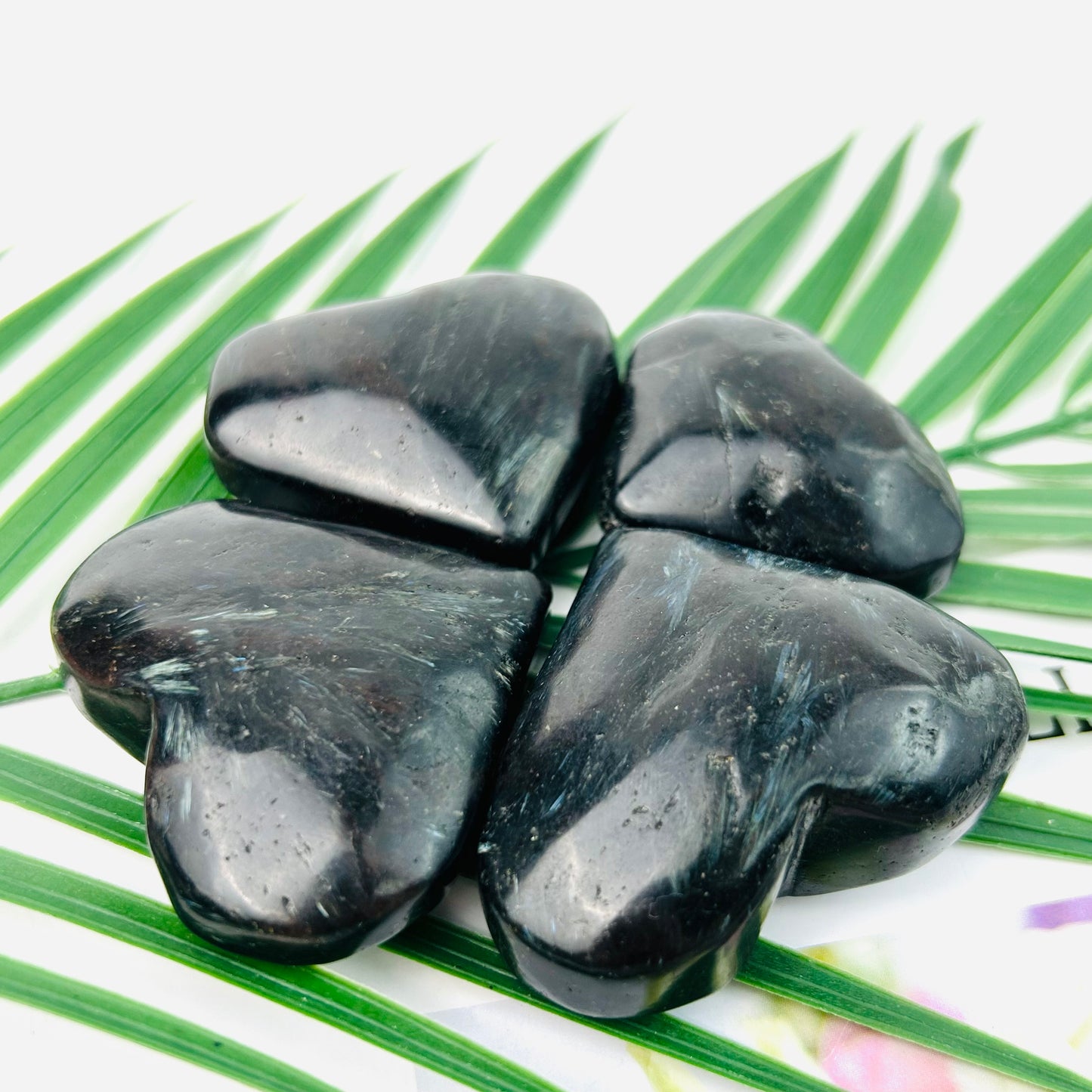 Astrophyllite Heart Palm Stones Spiritual Healing Stones