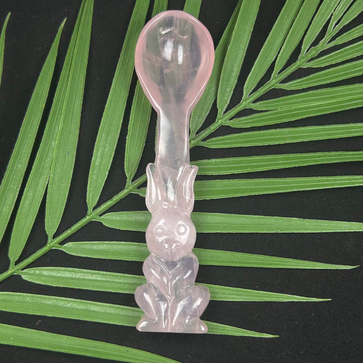 Best Selling Hand Carved  Rose Quartz Bunny Spoon