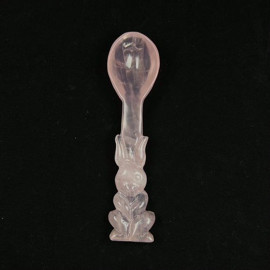 Best Selling Hand Carved  Rose Quartz Bunny Spoon