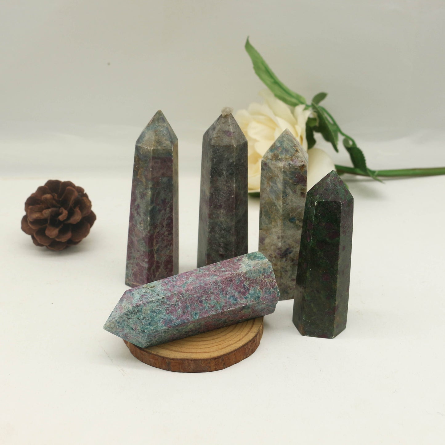 Ruby Fuchsite Points Gemstone Reiki Healing Crystal Points Ornament for Home,Office Decoration