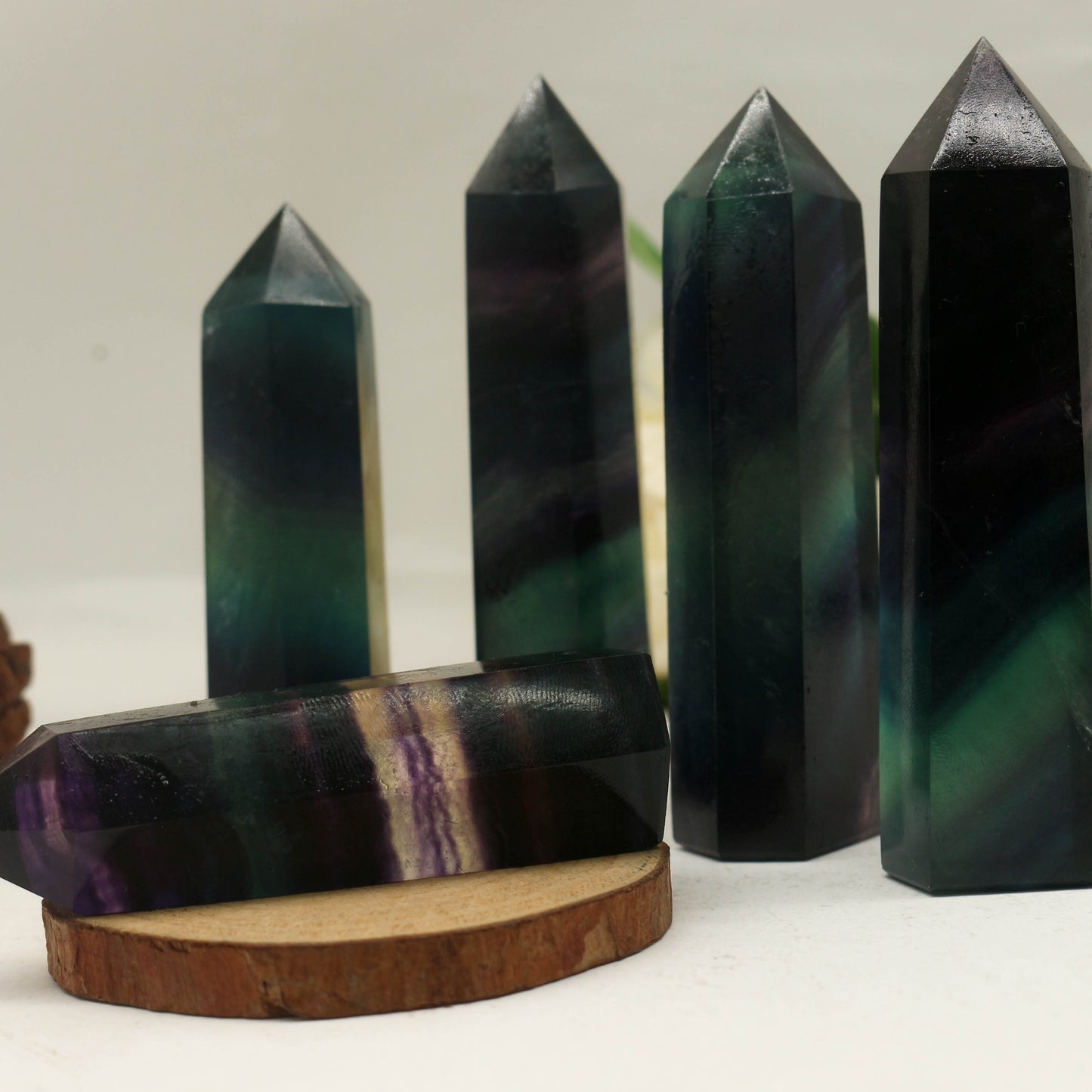 Rainbow Fluorite Points Natural Healing Single Point Chakra Crystal Stone Meditation Home Decor Collection Gift