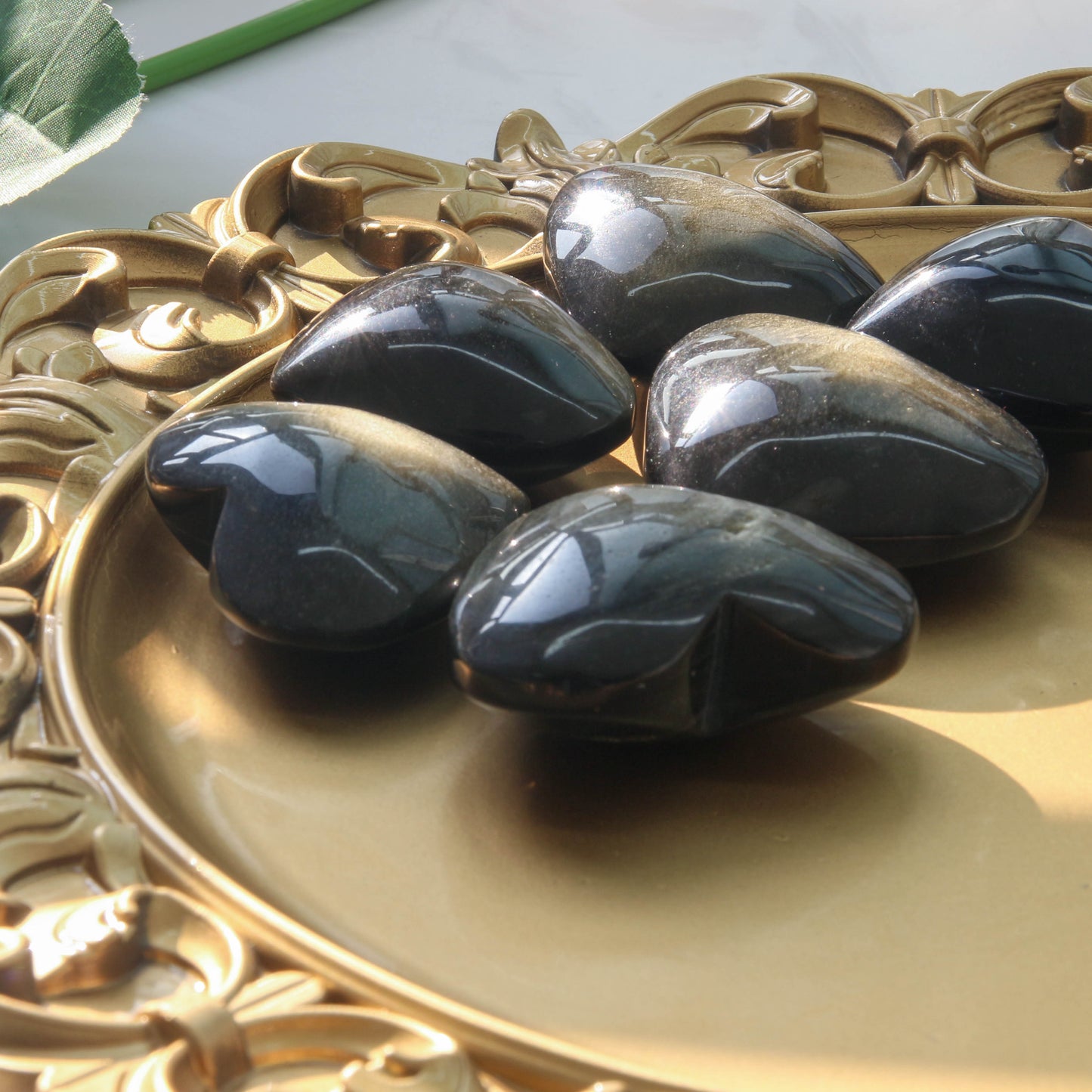 Golden Obsidian Hearts