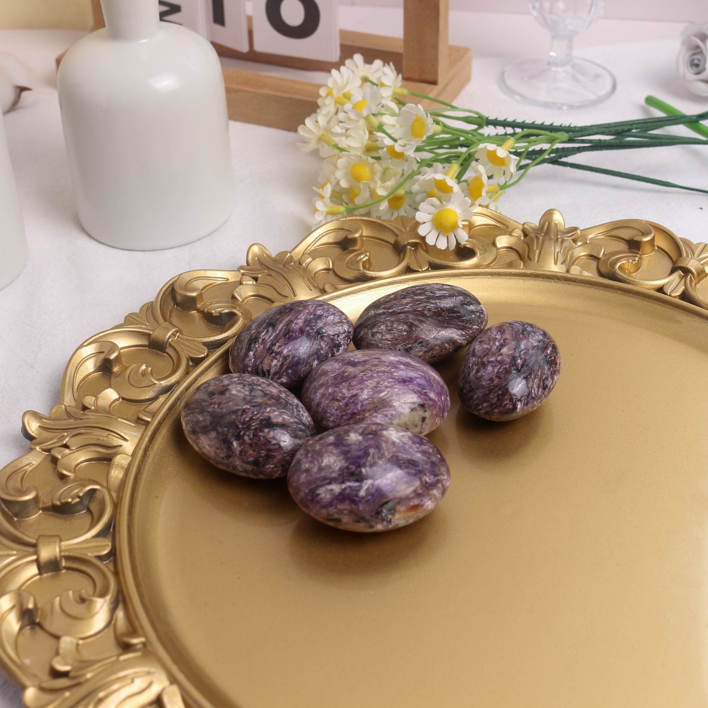 Charoite Palm Stone Natural Healing Crystals Polished Bulk Stones for Meditation Yoga Chakra Reiki Balancing Crystal Therapy