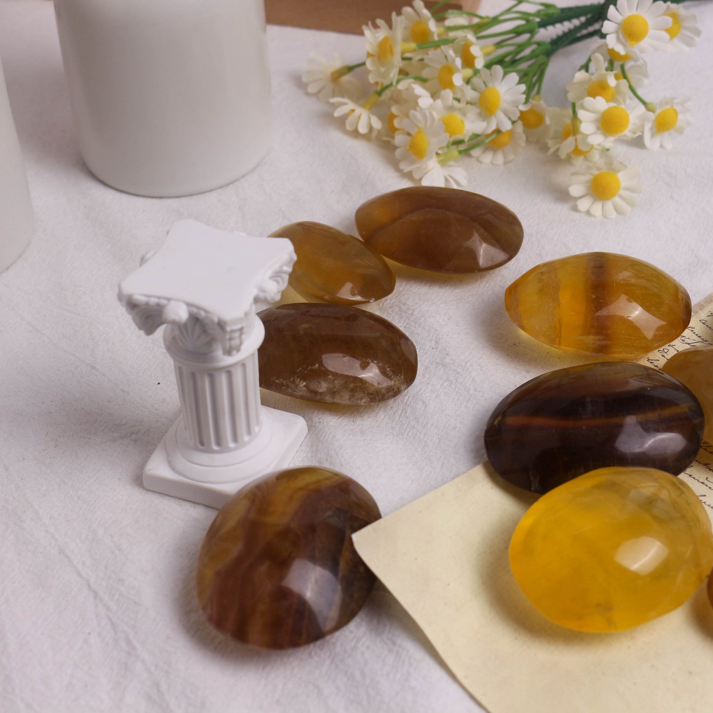 Yellow Fluorite Palm Stone