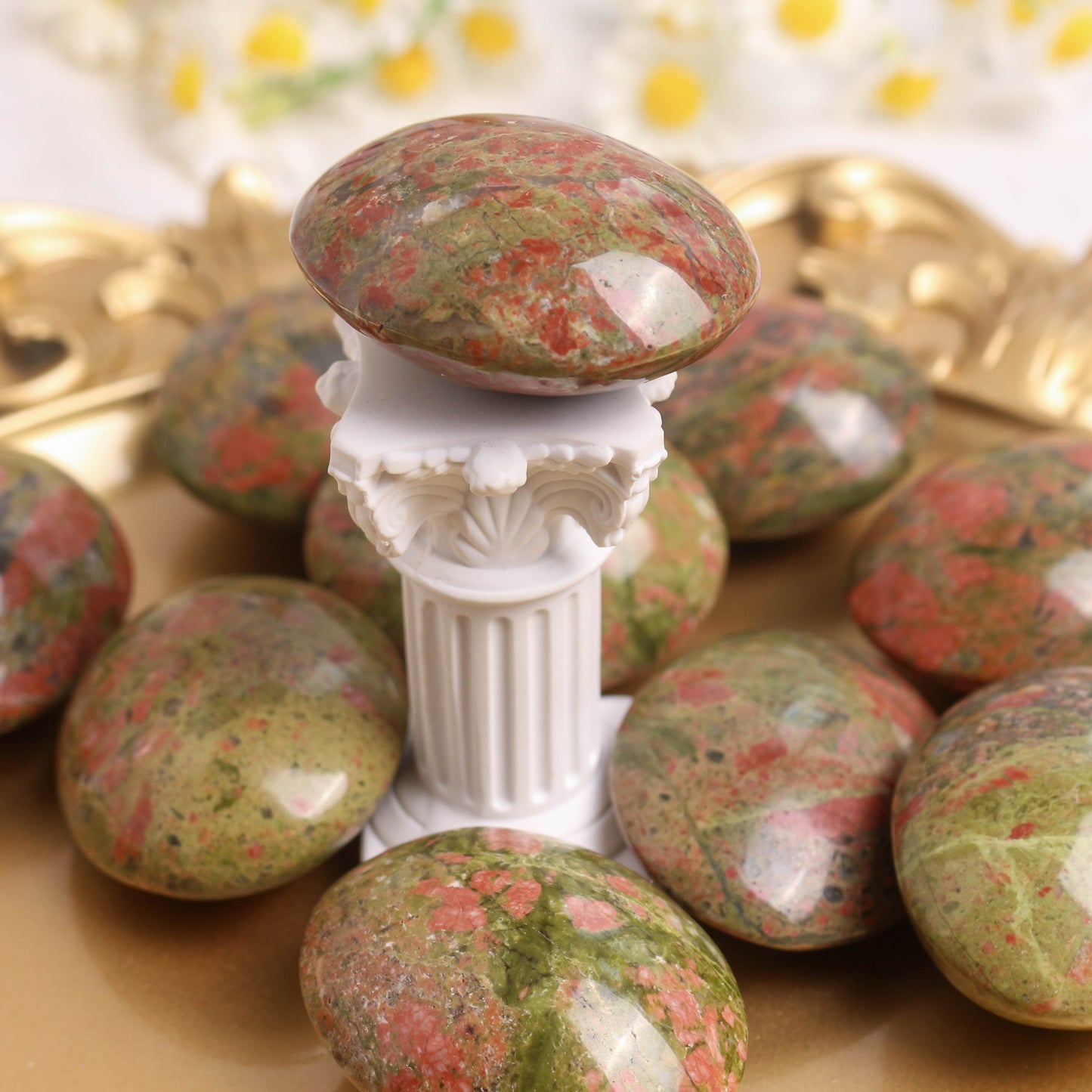 Unakite Palm Stone Natural Healing Crystals Polished Bulk Stones for Meditation Yoga Chakra Reiki Balancing Crystal Therapy