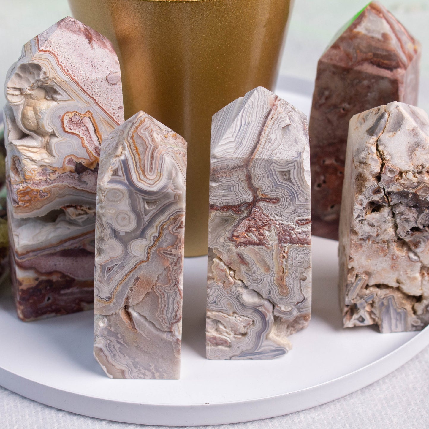 Mexican Agate Obelisk Crystal Points Home Decoration Healing Stones