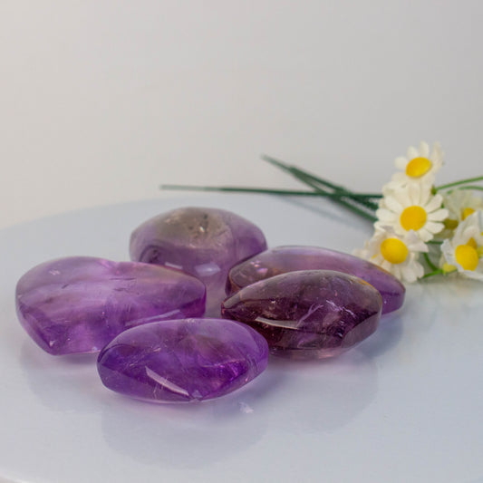 Ametrine Hearts Healing Crystal Natural Ametrine Heart Love Carved Palm Worry Stone Chakra Reiki Balancing