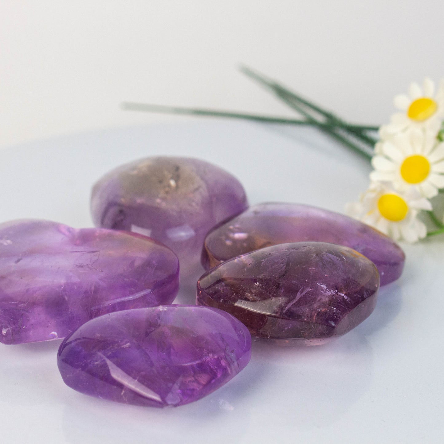 Ametrine Hearts Healing Crystal Natural Ametrine Heart Love Carved Palm Worry Stone Chakra Reiki Balancing