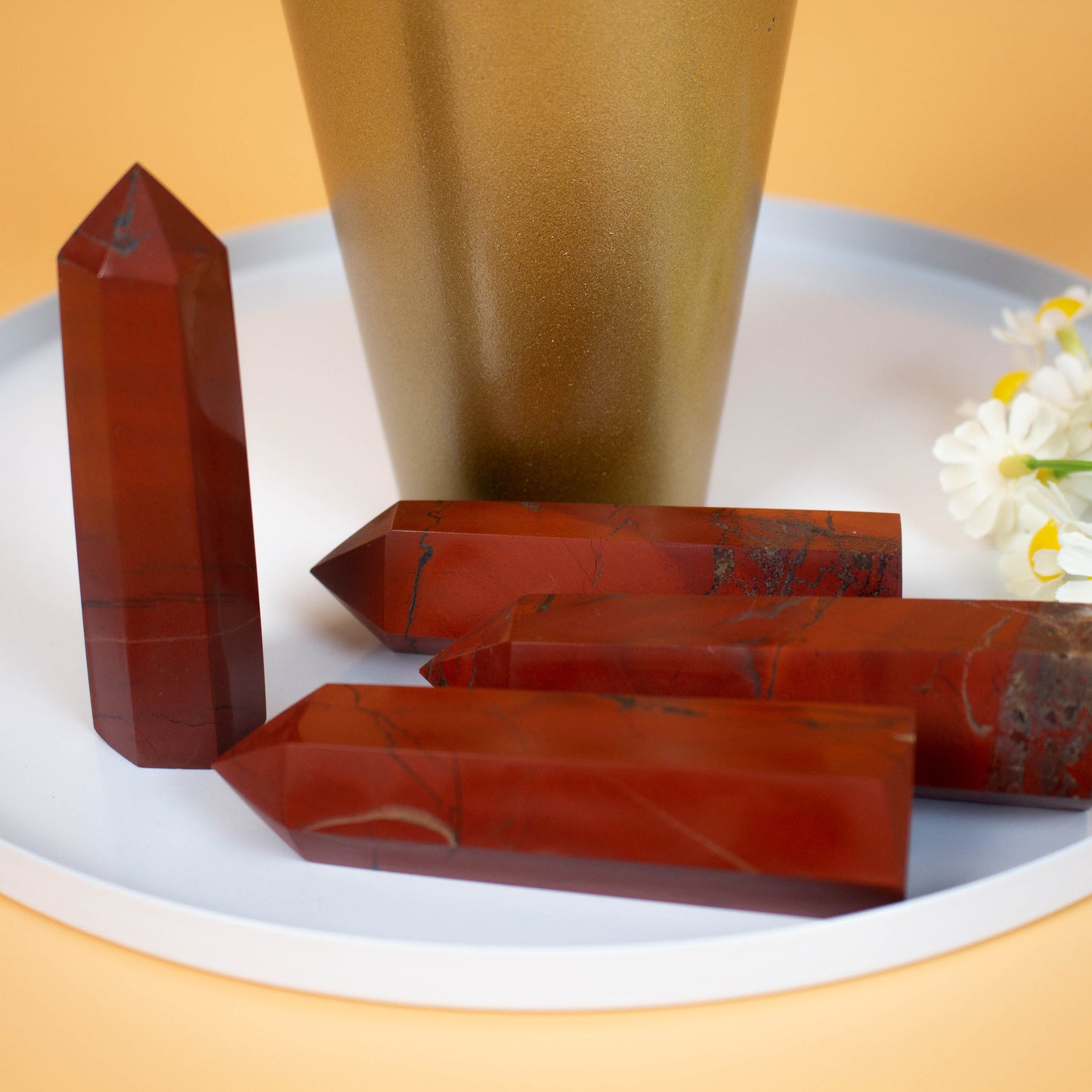 Red Jasper Points Gemstone Reiki Healing Crystal Points  Ornament for Home,Office Decoration