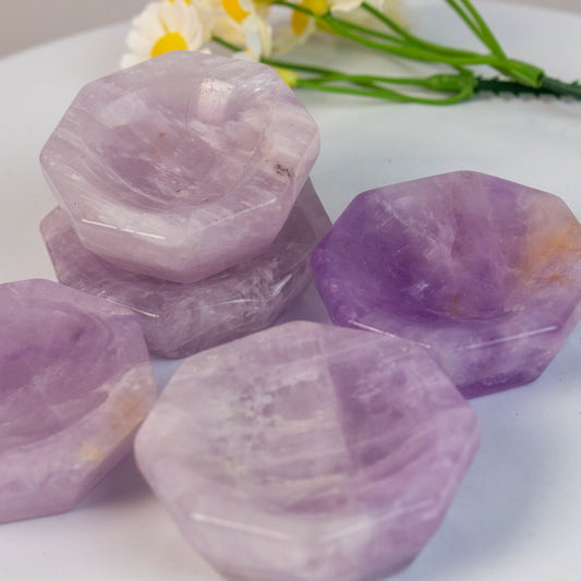 Amethyst Hexasided bowl Energy Reiki Healing Crystal Bowl Spiritual Gift Bowls