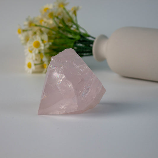 Rose Quartz Raw Stone With Single Point