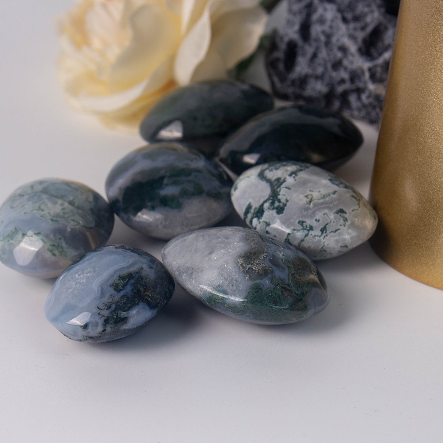 Moss Agate Palm Stone