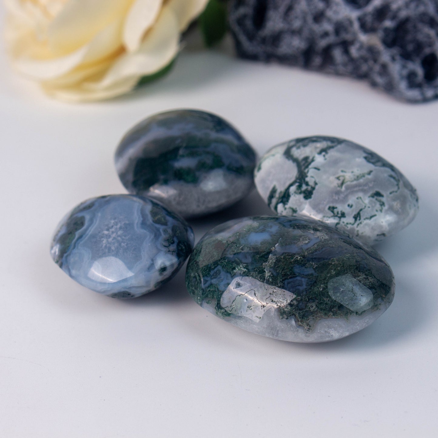 Moss Agate Palm Stone