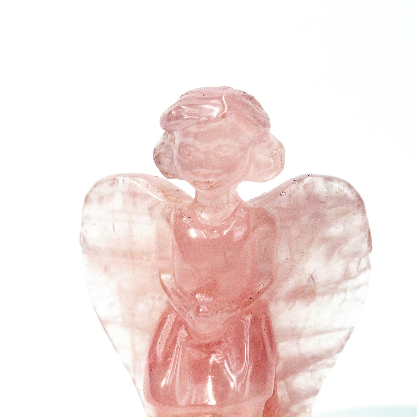 Natural Rose Quartz carved princess ornament, gift