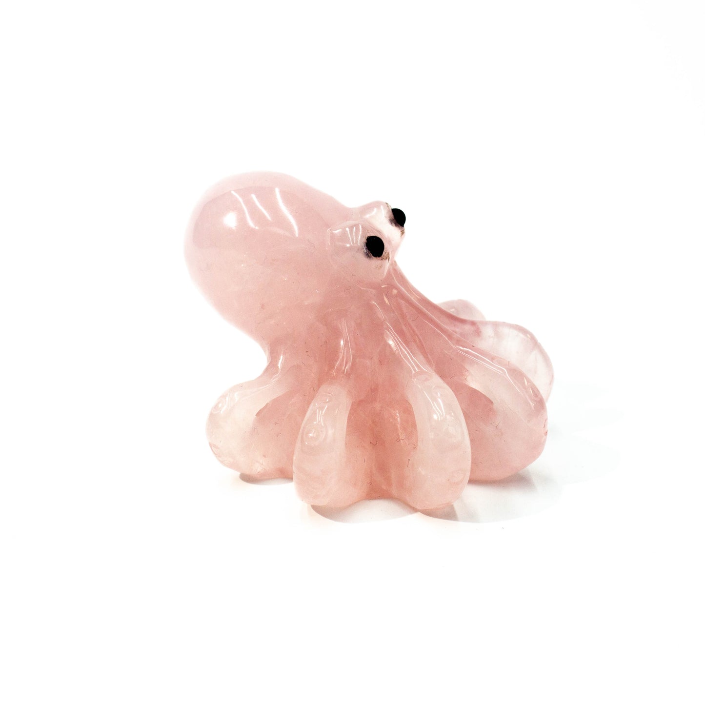 Natural Rose Quartz carved  octopus ornament, gift