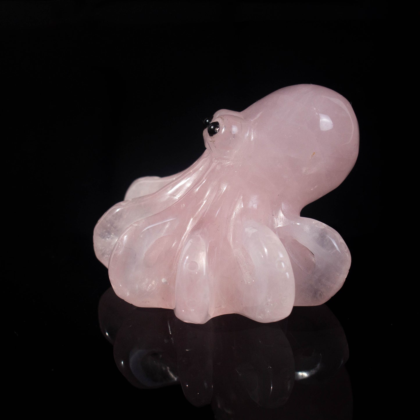 Natural Rose Quartz carved  octopus ornament, gift