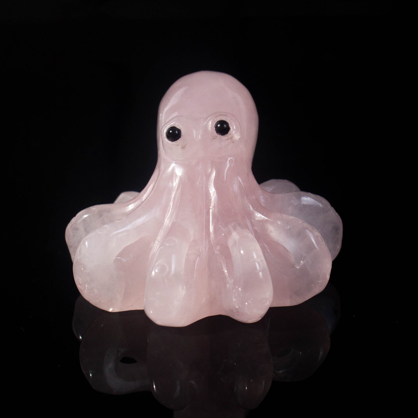 Natural Rose Quartz carved  octopus ornament, gift