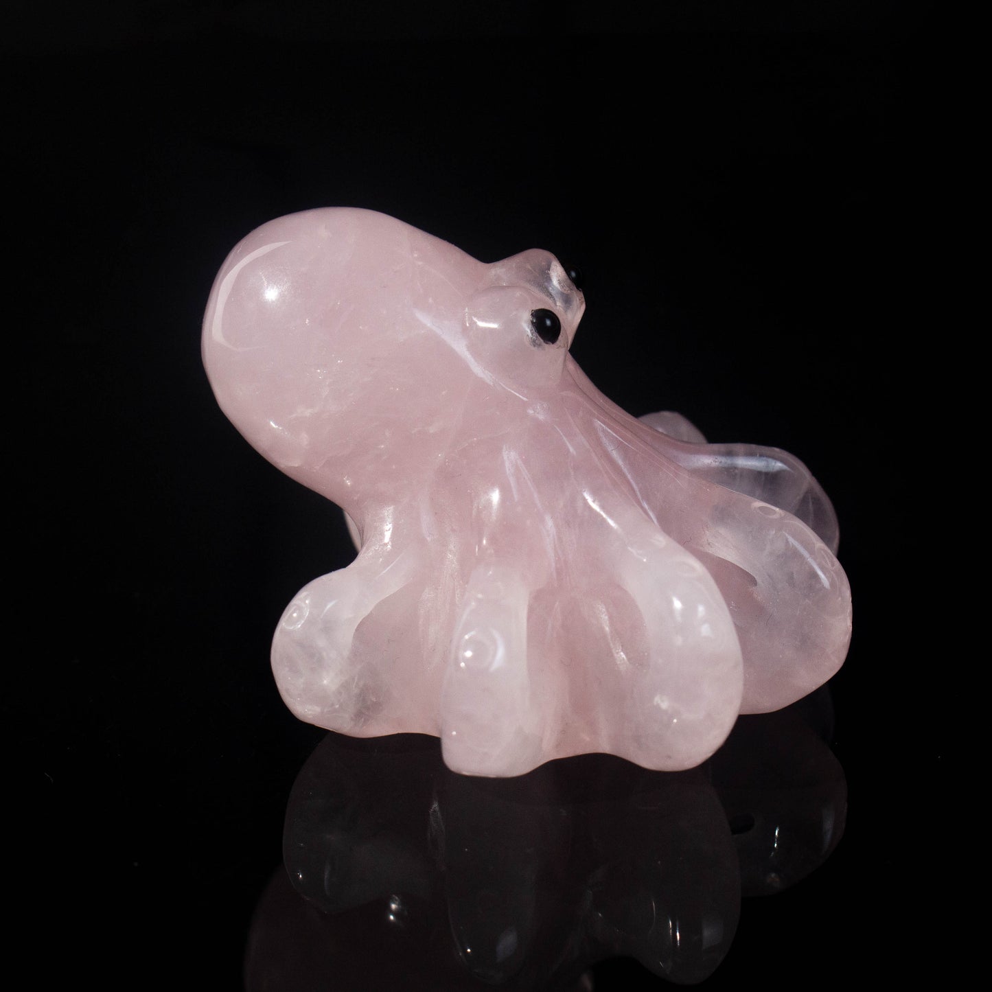 Natural Rose Quartz carved  octopus ornament, gift