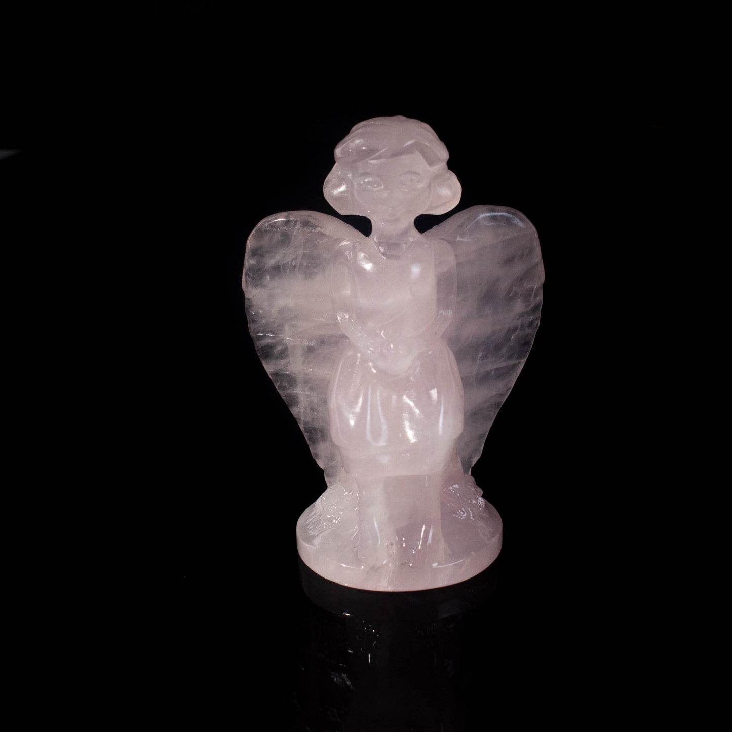 Natural Rose Quartz carved princess ornament, gift